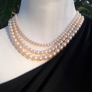 3 strand faux pearl necklace